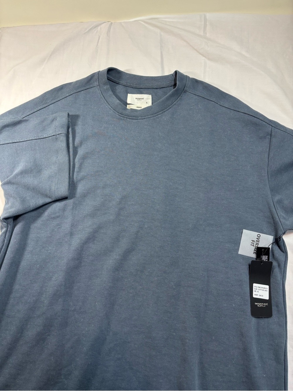 Reserved Oversized Crewneck Tee in Dusty Blue